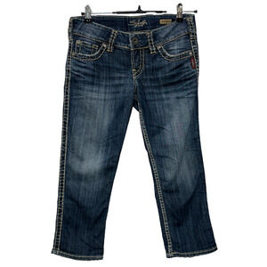 Silver Jeans Womens 27 Blue Mckenzie Crop Capri Flap Pocket Lo Rise Actual 29X21